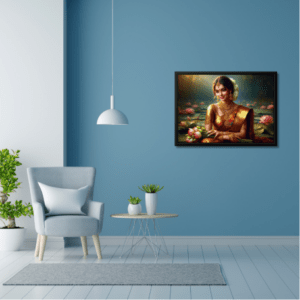 Indian Woman Digital Painting with Frame